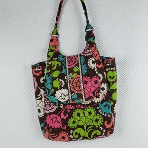 Vera Bradley Backpack Purse Tote Lola Paisley Floral Removable Straps Brown
